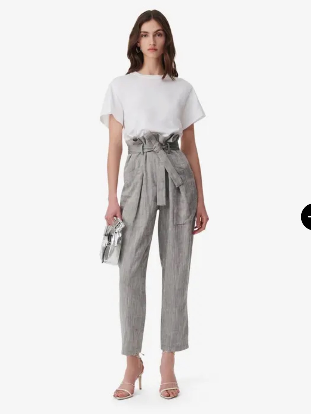 Iro Pants Linen-Blend Semi Cropped Pants. High Waist. Style Zinah Black Sz 34 Xs